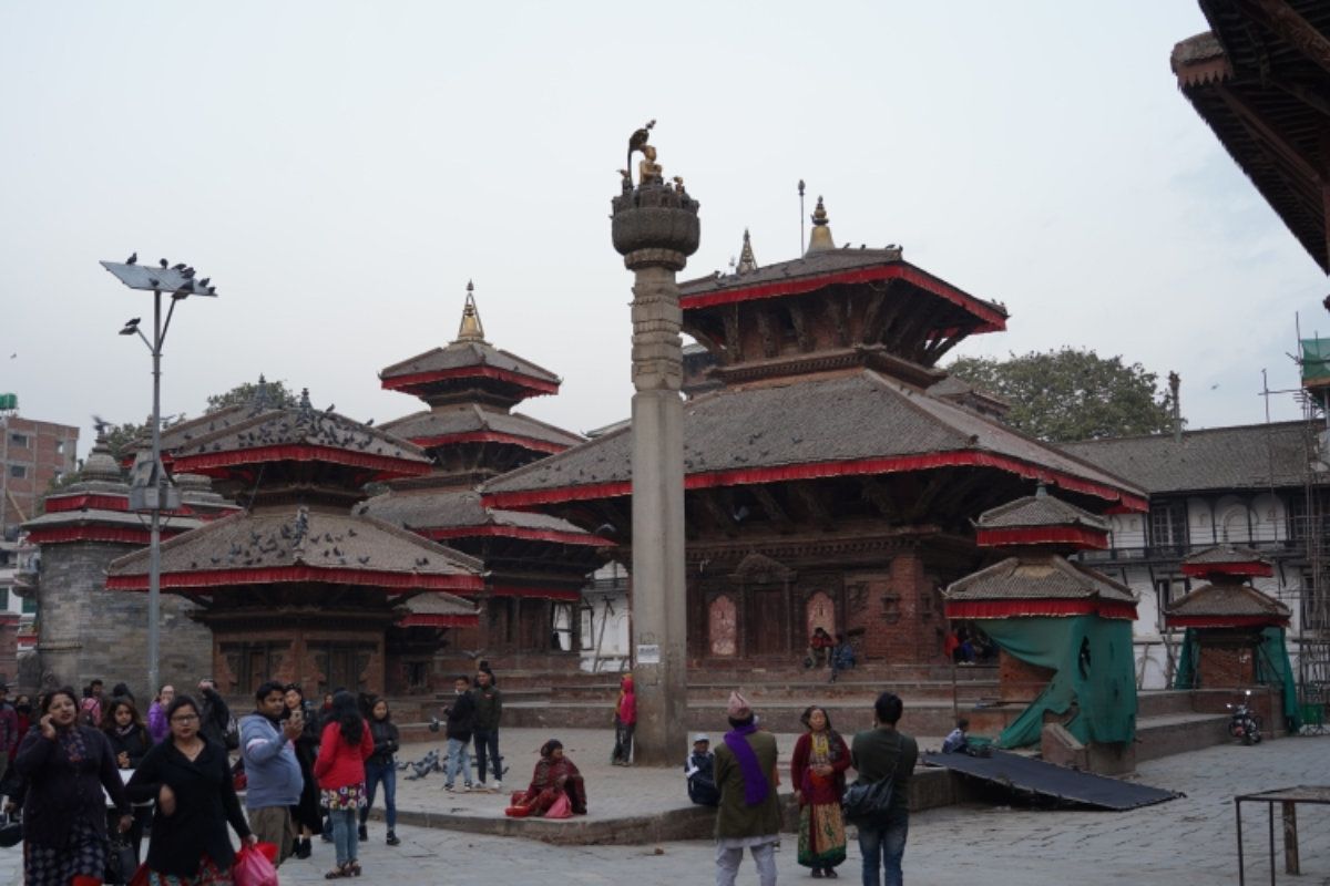 世界遺産のダルバート広場。2015年のネパール地震によって崩壊した寺院がい...