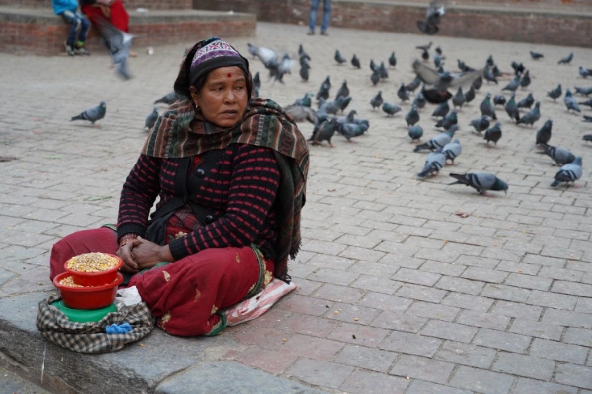 世界遺産のダルバート広場。2015年のネパール地震によって崩壊した寺院がい...