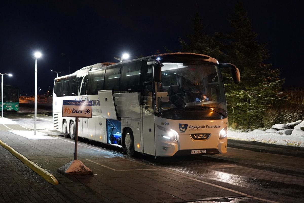 ‪事前に予約していたflybusのカウンターでチケットを受け取る。ケプラヴ...