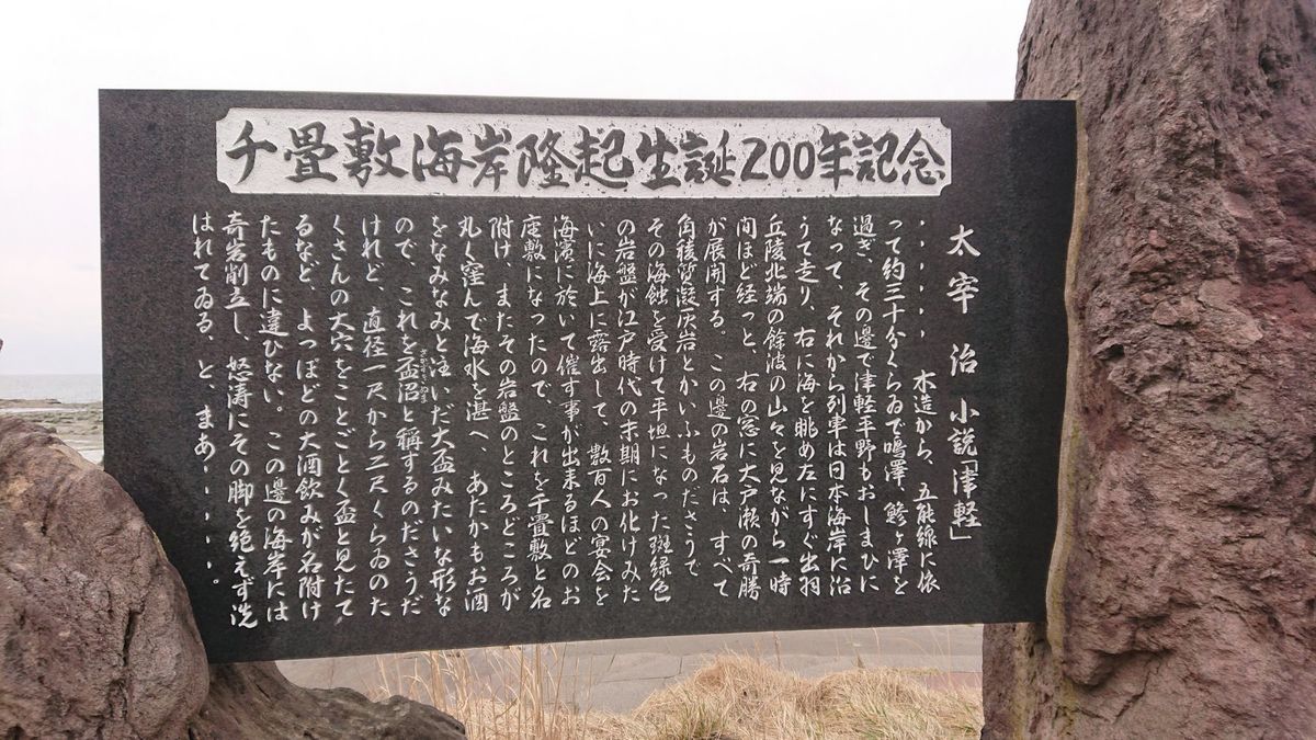 千畳敷で、列車が15分の停止。
海岸線まで散歩可能。