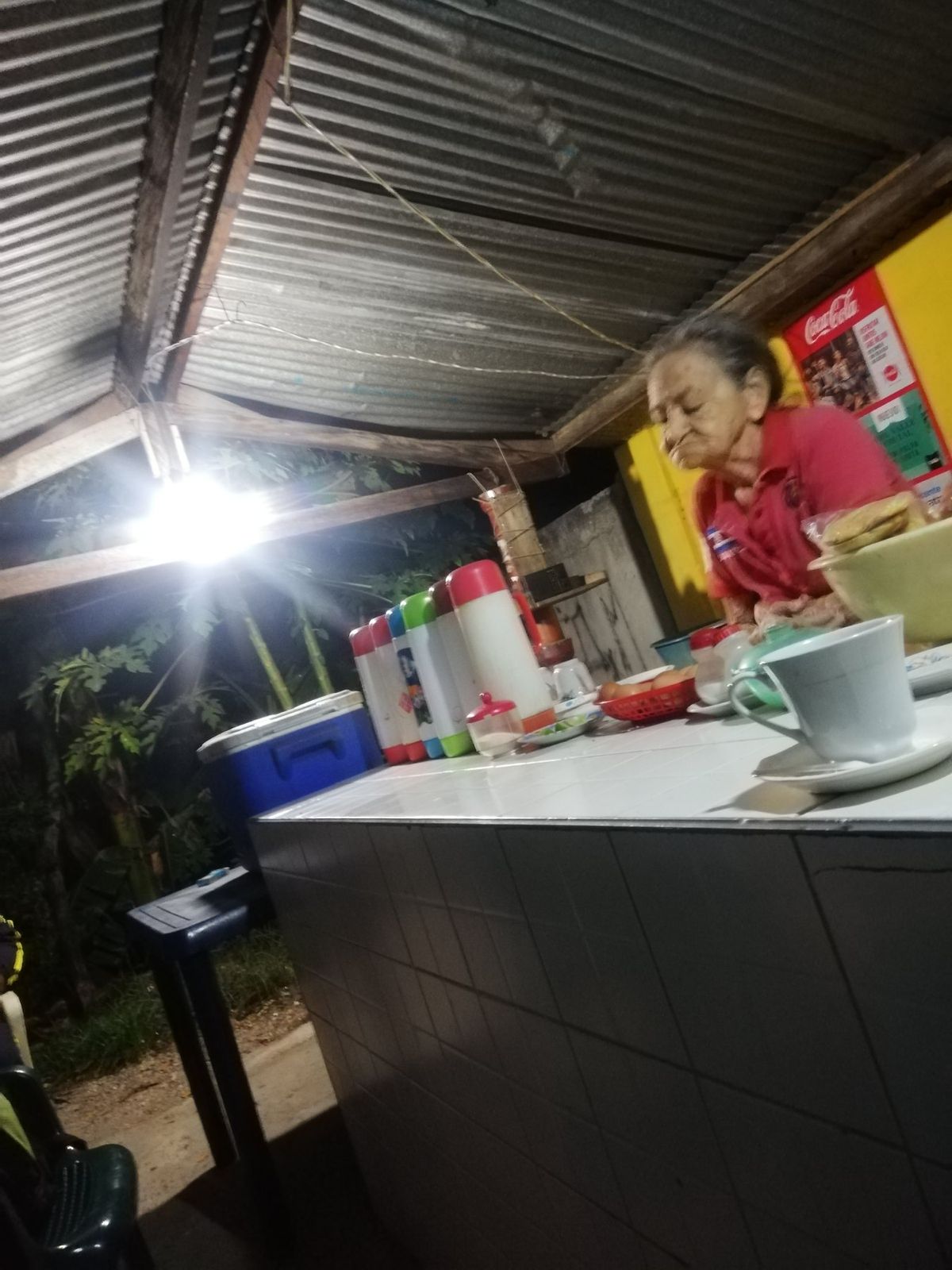 ボゴタ発の夜行バスでタタコア砂漠を目指す。明け方まだ暗い時刻に幹線道路沿い...