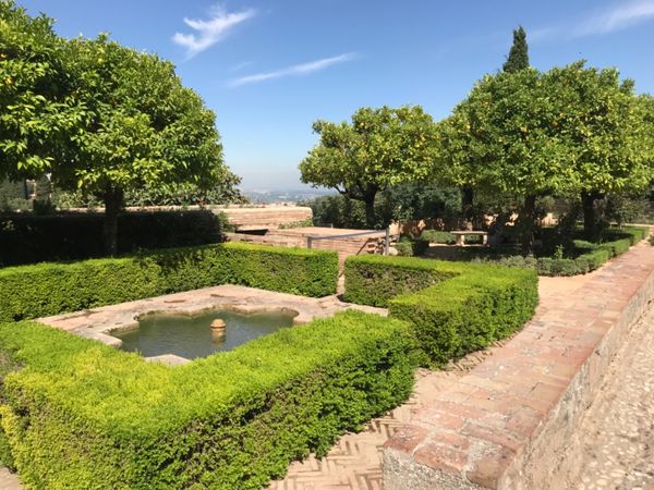 スペイン・グラナダ「スペイン」の写真：アルハンブラ宮殿庭園内。庭園だけで1時間...