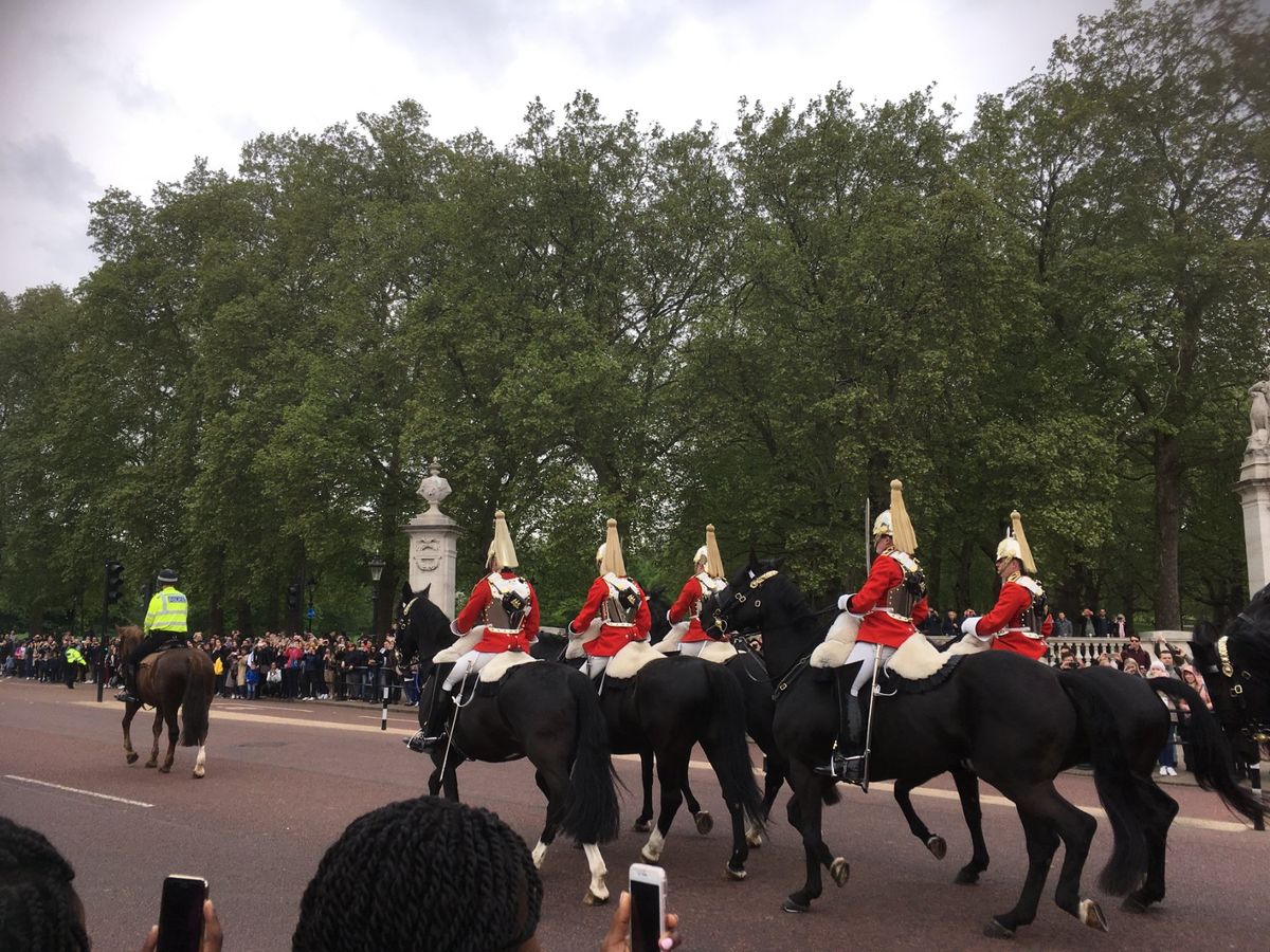 バッキンガム宮殿の衛兵交代式。
幸運にも最前列で見学させてもらえた。