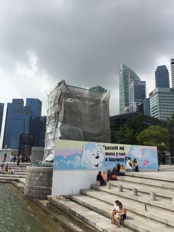 シンガポール「シンガポール」の写真：思い出して笑える…改装中マーライオン！