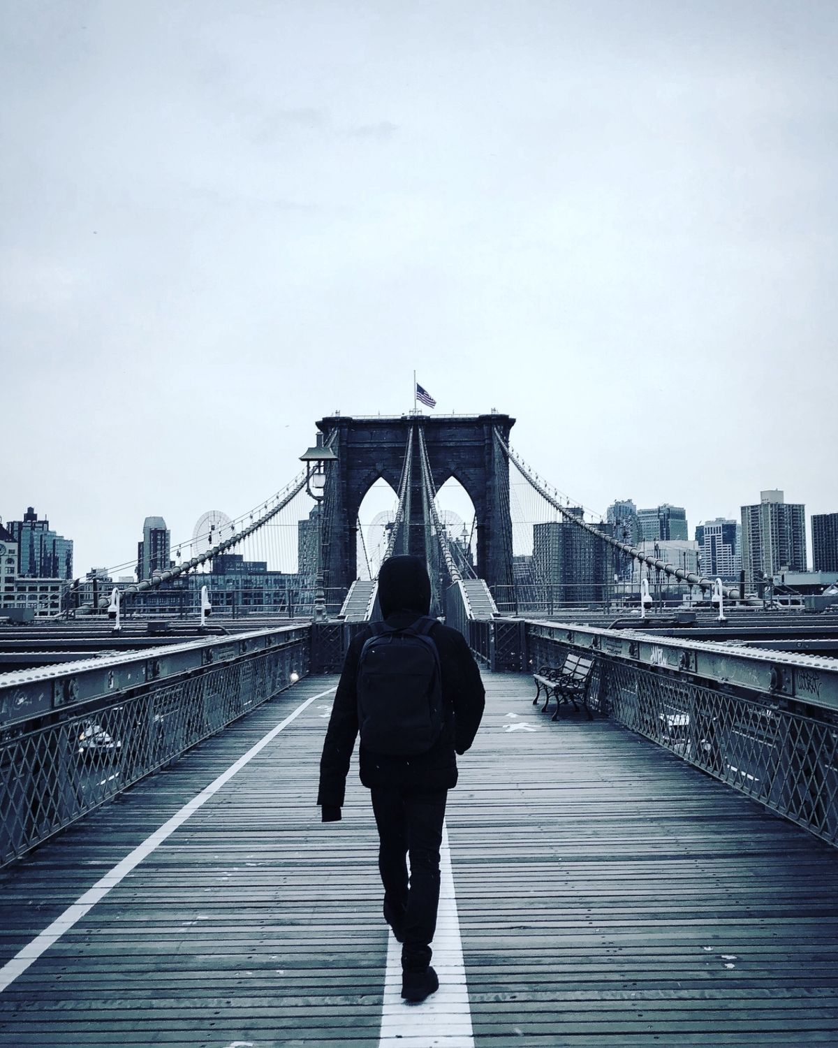 ブルックリンブリッジを渡ってダンボ地域へ。おしゃれな景色にたまたま遭遇する...