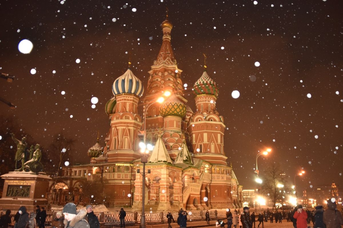 寒い所が好きなので、ロシアで新年を