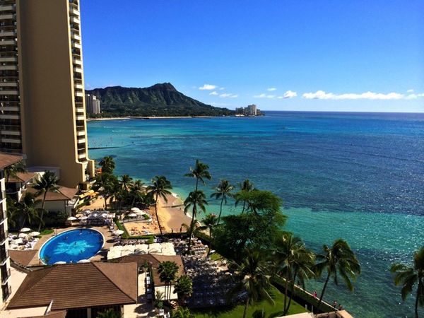 アメリカ(米国)・ハワイ「ハワイ ハレクラニ」の写真：ベランダから見える、オーシャンビュー、ダ...