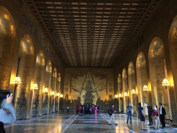 スウェーデン・ストックホルム「スウェーデン 2017.8」の写真：ノーベル賞受賞晩餐会のおる市庁舎、旧市街...