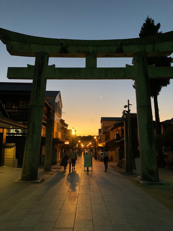 日本・博多「福岡」の写真：夕方に行ったので駆け足で参拝。夕焼けがき...