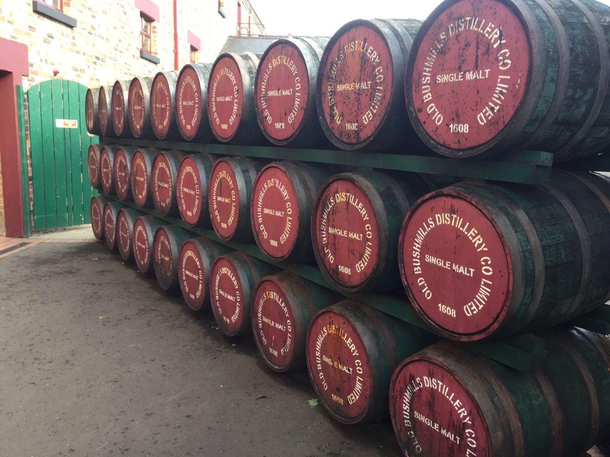 ダンルース城を遠目から眺める。移動中には一生分の虹を見たかも。お酒は飲めな...