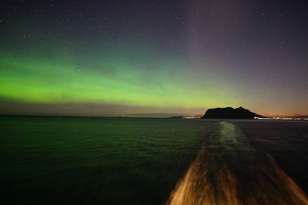 ノルウェー・キルケネス・ハンメルフェスト・ベルゲンなど「Hurtigrutenの旅」の写真：船からのオーロラ
見つけた時は本当に嬉し...