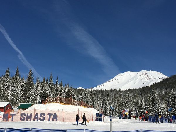 アメリカ(米国)・カリフォルニア、マウントシャスタ「マウントシャスタでスノーボード」の写真