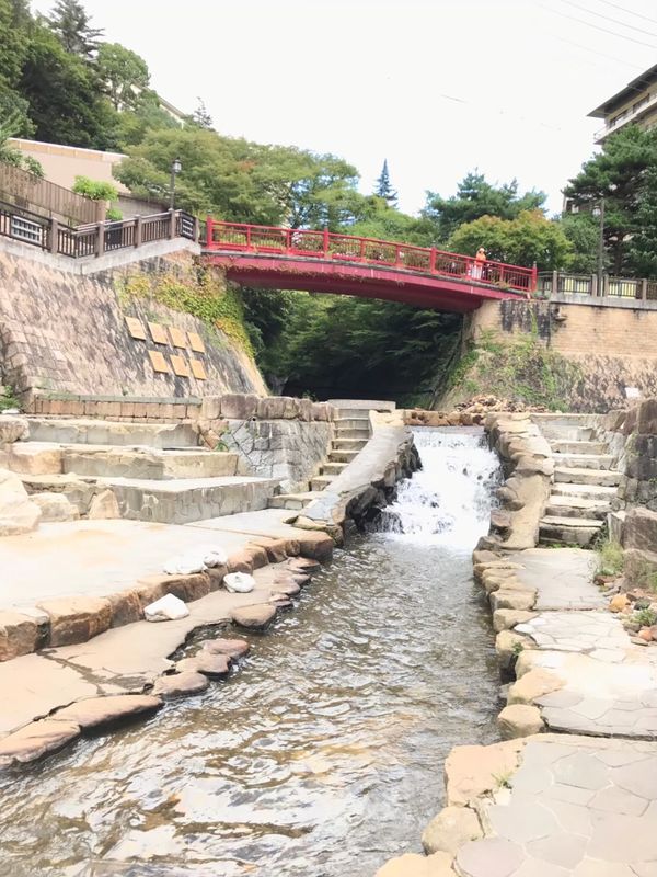 日本・兵庫、有馬温泉「有馬温泉」の写真：金の湯/銀の湯/ねね橋