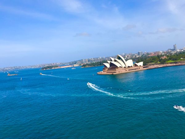 オーストラリア連邦・シドニー、ウルル「娘学校視察の旅」の写真：ハーバーブリッヂを徒歩で向こう岸まで。
...