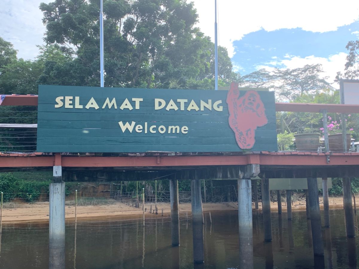 オランウータンサンクチュアリまでは桟橋を渡りボートに乗って約10分。