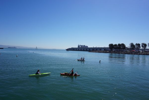 アメリカ(米国)・サンフランシスコ・AT&Tパーク「初めてのメジャーリーグ」の写真：場外ホームランを待つ人たち