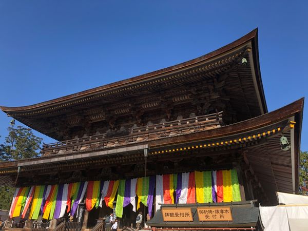 日本・吉野「吉野山世界遺産と紅葉ハイキング」の写真：金峯山寺本堂ではご本尊の蔵王権現を特別に...