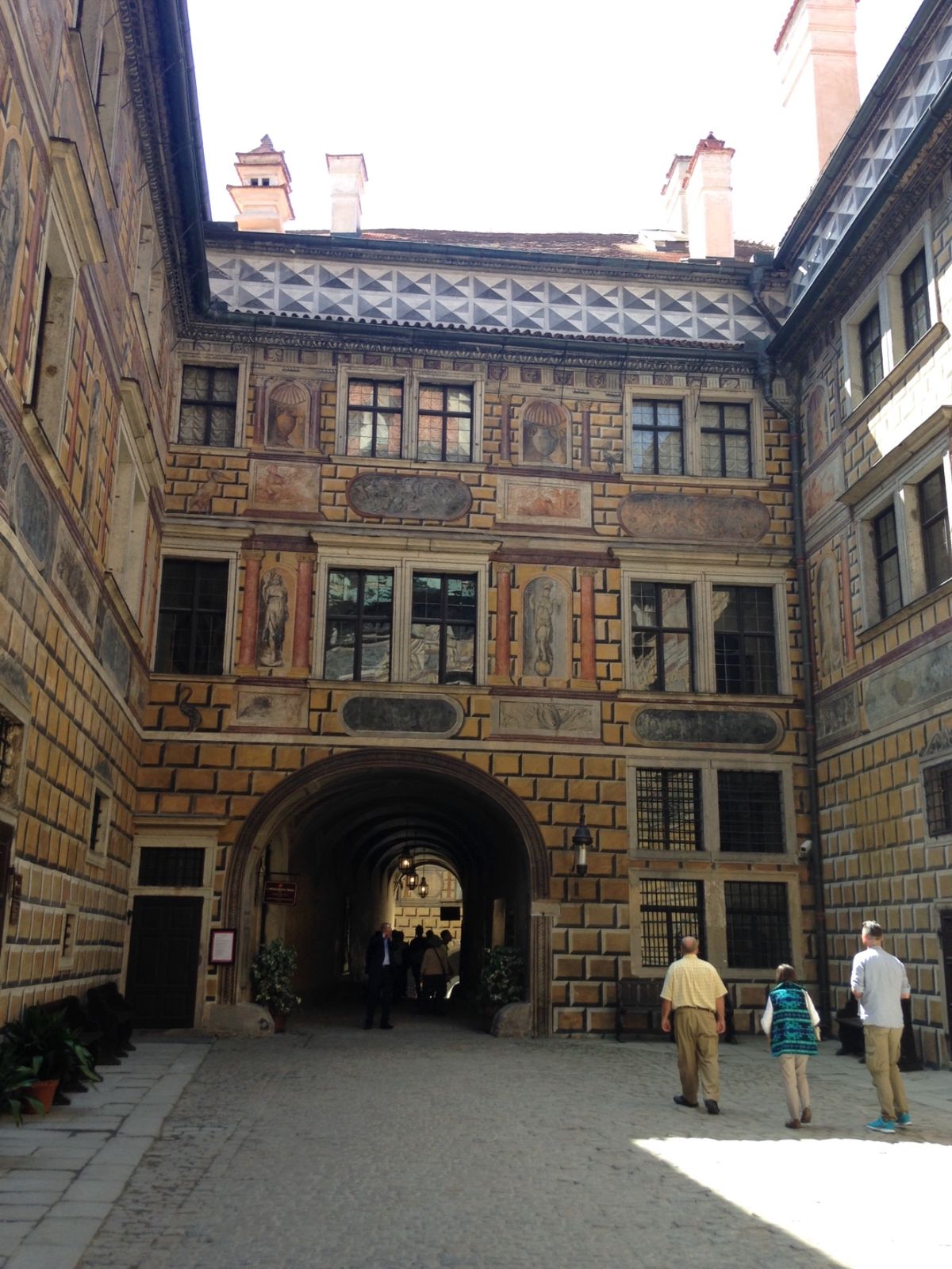 チェスキークルムロフ城の壁の模様は描いたもの