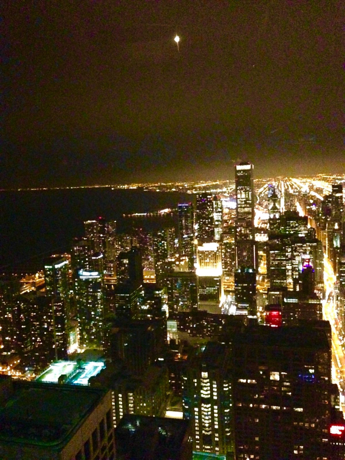 ジョン・ハンコック・センターからシカゴの夜景を。
