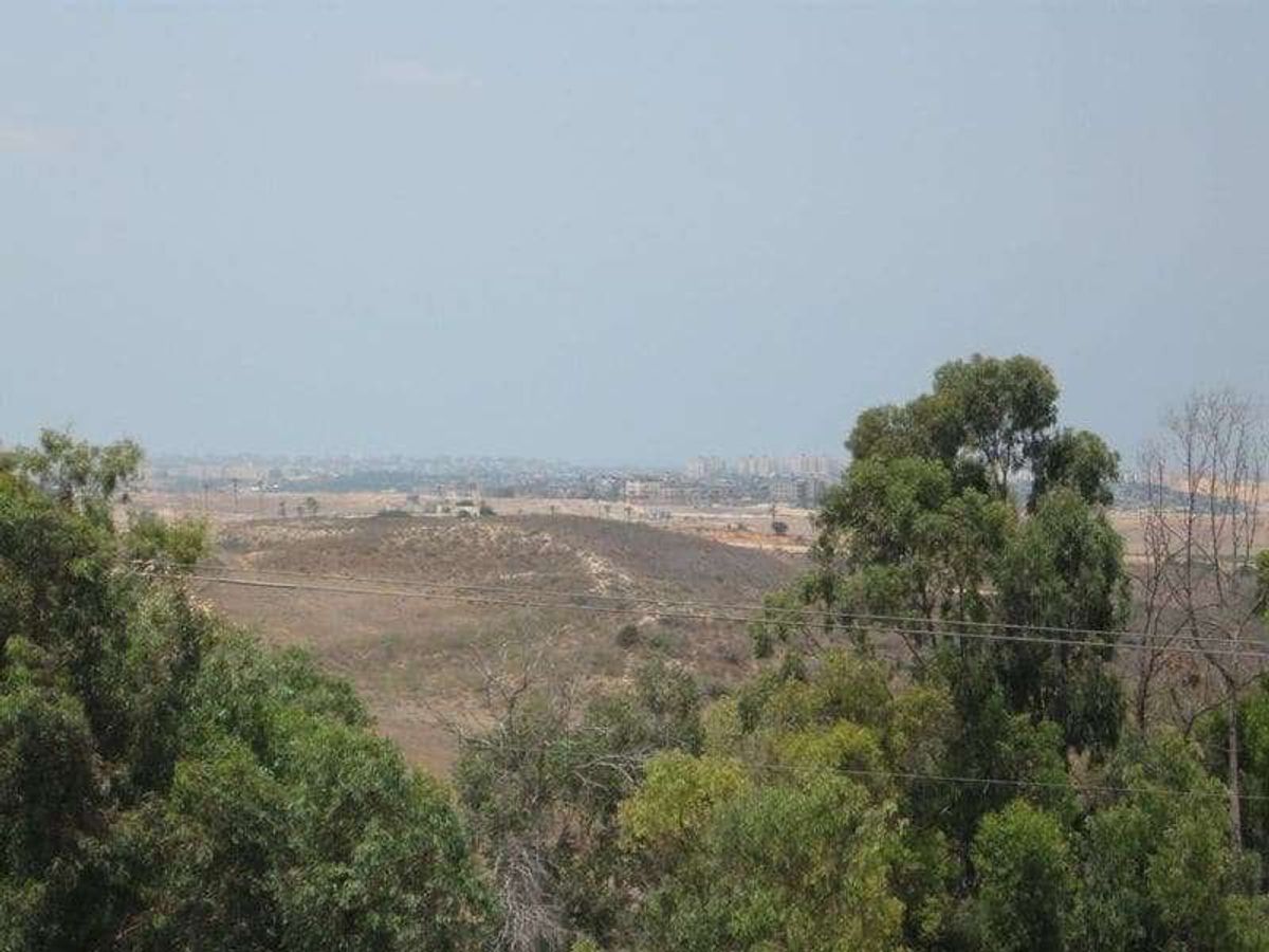 アシュケロンの駅でパレスチナ人のタクシードライバーを雇う。丘から遠くガザ地...