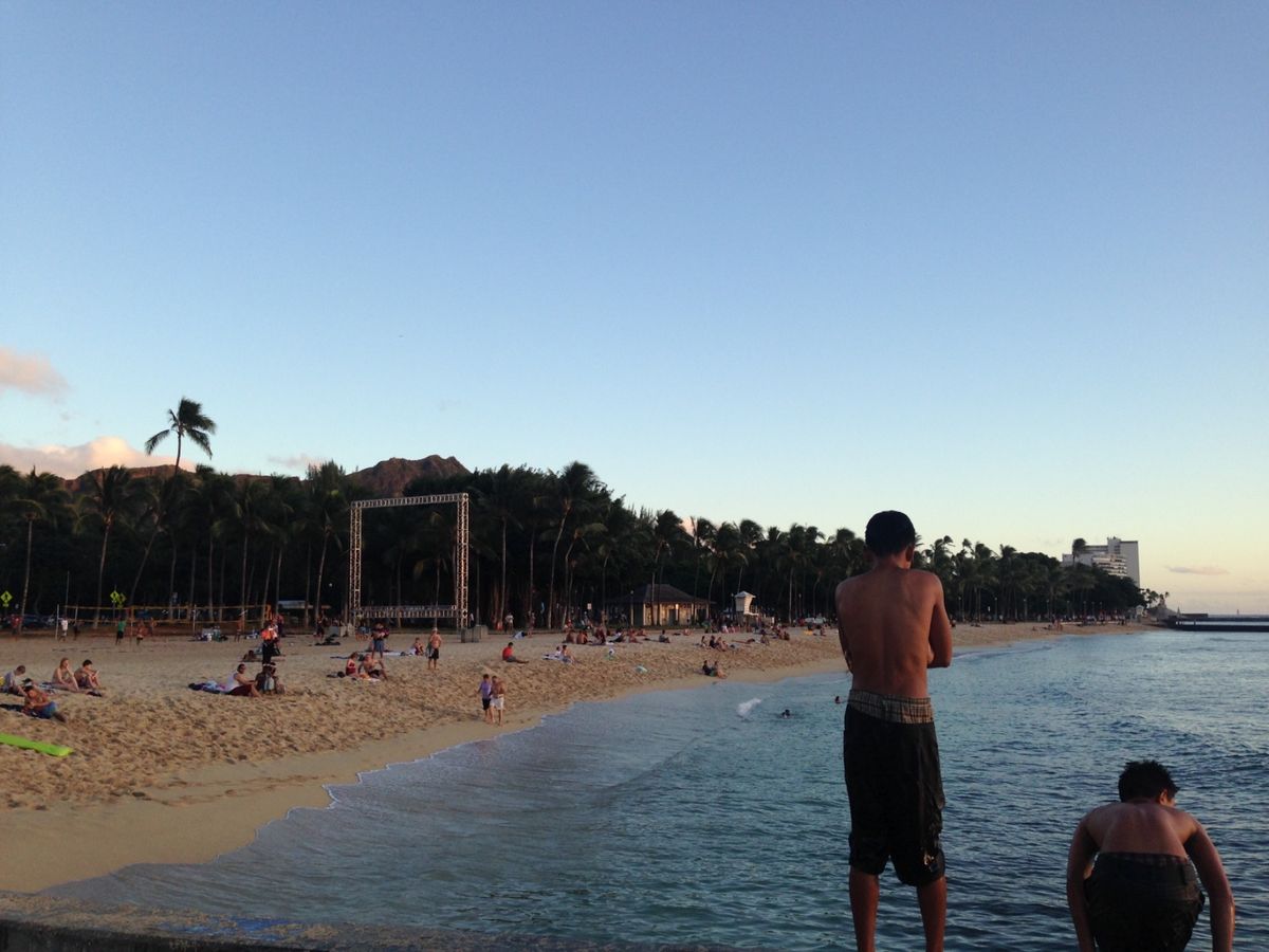 夕暮れのワイキキビーチ