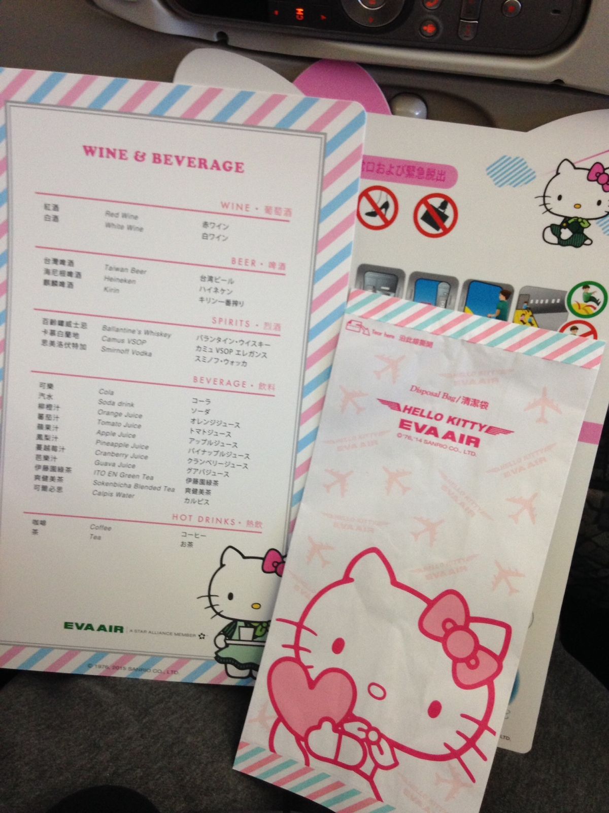 エバー航空
話には聞いていたけど、どこもかしこもキティちゃん