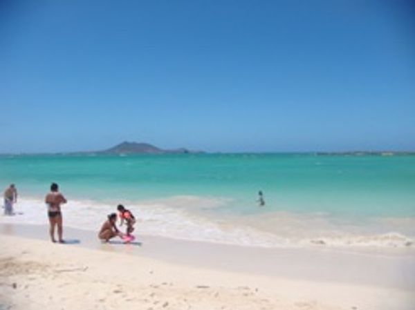 アメリカ(米国)・ホノルル「家族で初海外」の写真：カイルアビーチ
別名「天国の海」