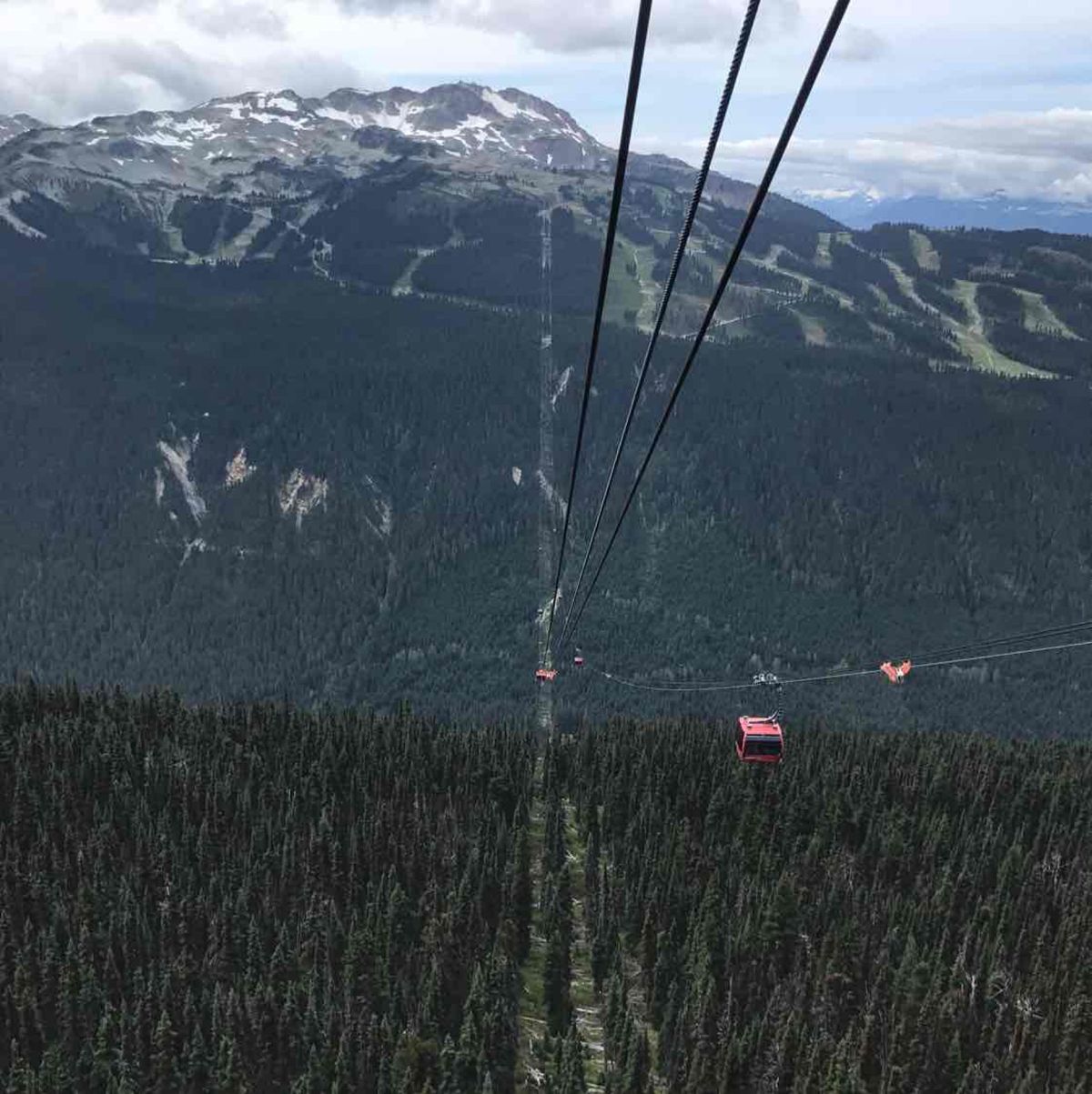 ウィスラーにて。
山と山をつなぐロープウェイにはなんと支柱が一本もなかった...