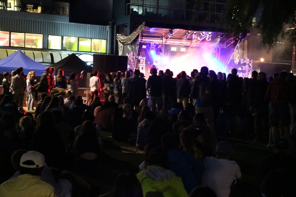 宿でビールを飲んでからのニューイヤーカウントダウン。クイーンズタウンは屋外...