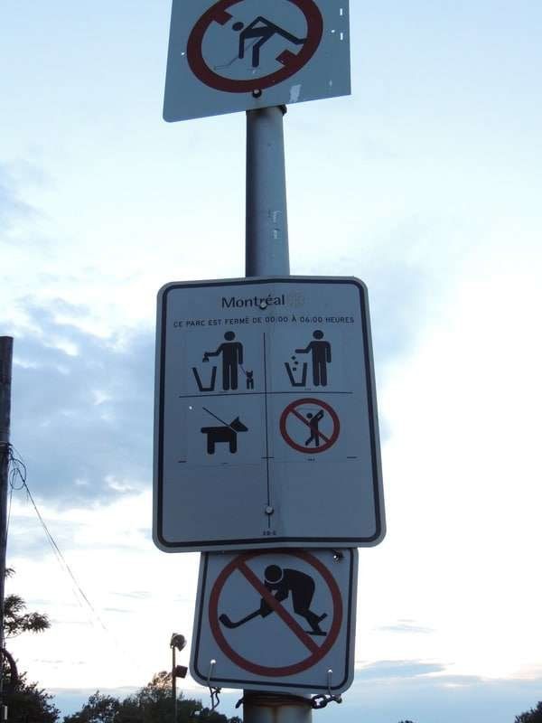 カナダ・モントリオール「2014年 カナダ　33番モントリオール　ケッベック州ではいつまで独立論争が続くのか。」の写真：アイスホッケー禁止