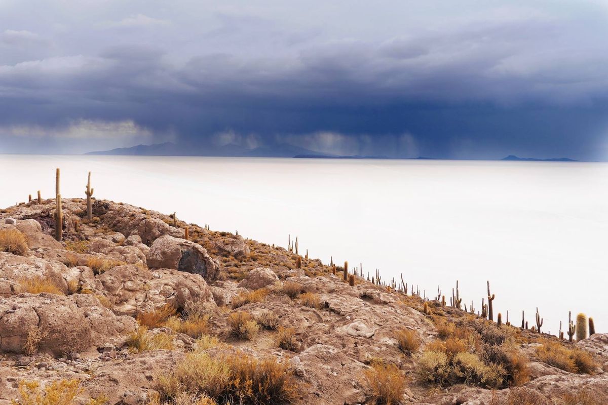 ウユニ塩湖に来るのは２回目だけど、鏡張は今回も見られず…
朝日のツアーと昼...