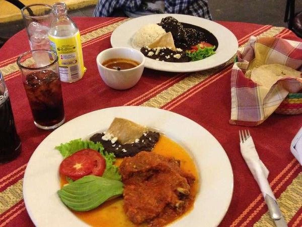 メキシコ・カンクン「2015年 メキシコ南部　カンクンとオアハカ」の写真：夜は日本人の女性とオアハカ料理をいただく。

