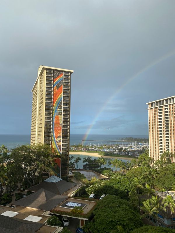 アメリカ(米国)・ハワイ「ハワイ オアフ島」の写真：ダブルレインボー
