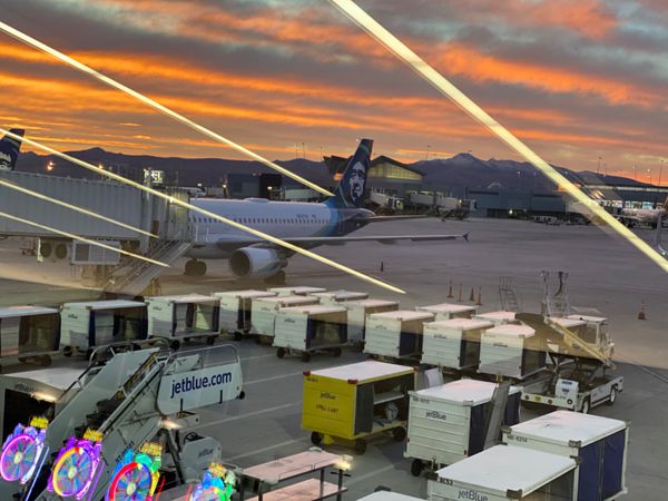 アメリカ(米国)・ラスベガス「〜ラスベガス〜低クオリティ偽物人気キャラに営業されがち🇺🇸」の写真：アラスカ航空の尾翼って絶対寺尾聰(違う)