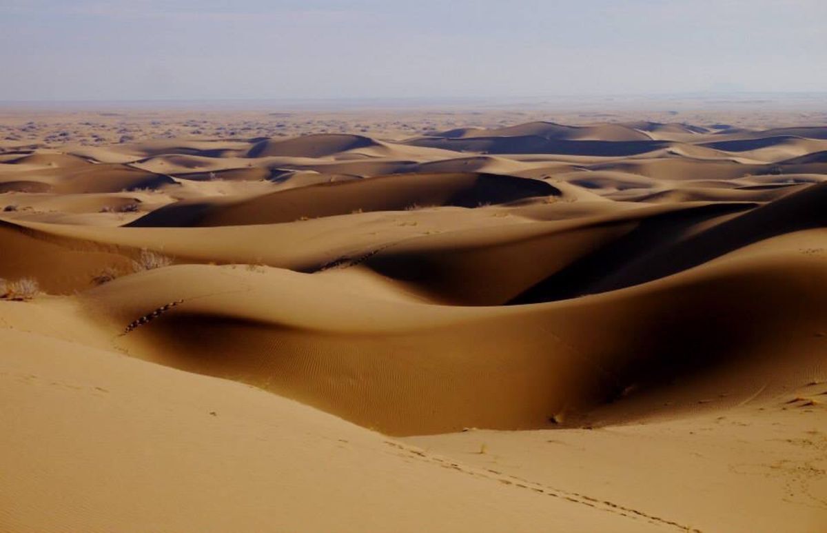 テヘラン南部のカーシャーンという町でタクシーチャーターし、砂漠と塩湖を訪れ...