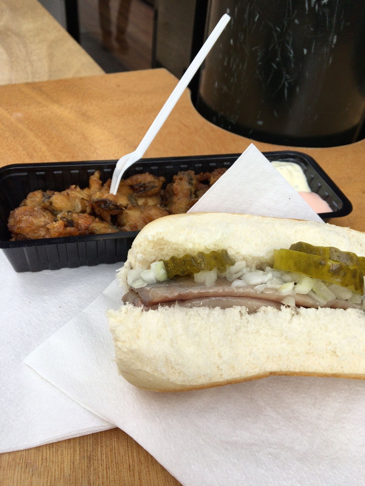 オイルサーディンとカキ。
見栄えは悪いけど、とーっても美味しい