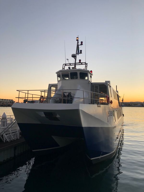 南アフリカ・ケープタウン「ペンギン調査に参加！」の写真：ロベン島とケープタウンを結ぶ船⛴

揺れ...
