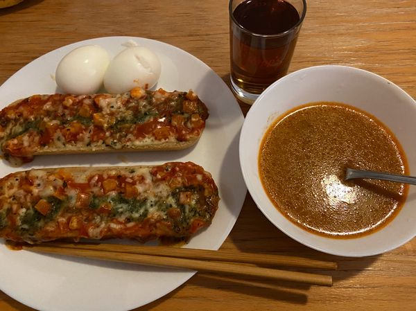 ドイツ・フランクフルト「ドイツ」の写真：せっかくキッチンあるので、朝食を自炊して...