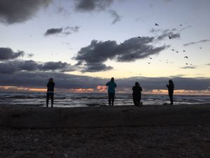 この日は調査が終わった後に
みんなで夕陽を見に行ったんだけど
あいにくの曇...