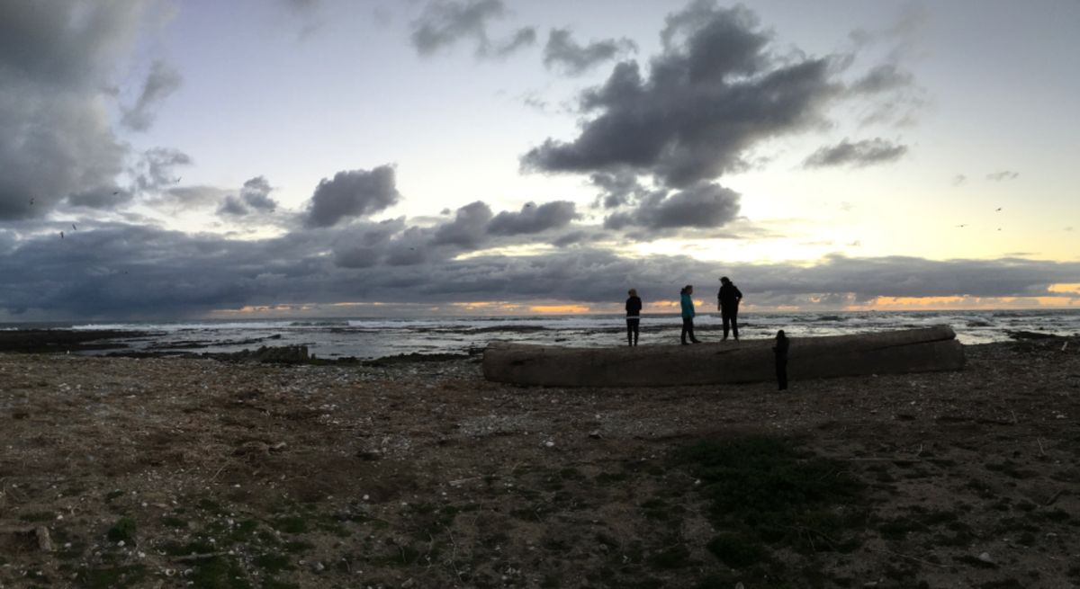 この日は調査が終わった後に
みんなで夕陽を見に行ったんだけど
あいにくの曇...