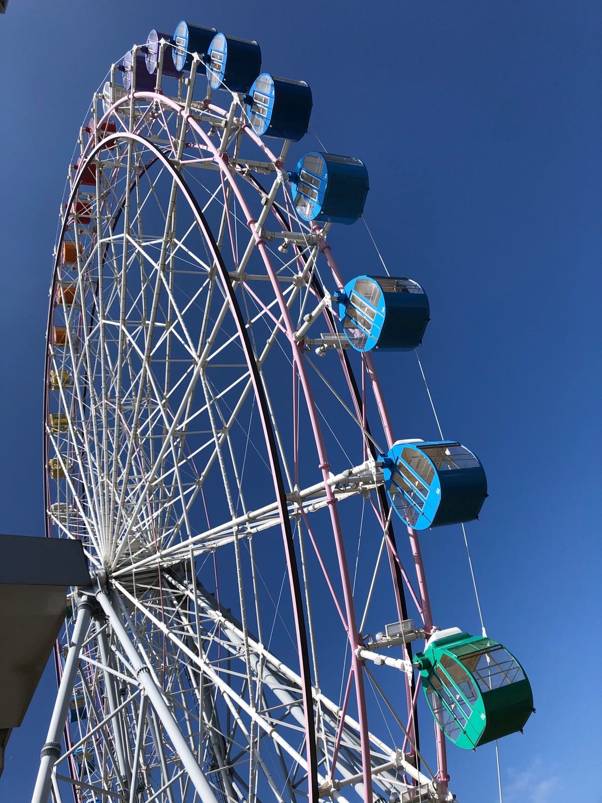 サービスエリアには観覧車もあったりして。観光客もけっこう多かった❗️青空が...